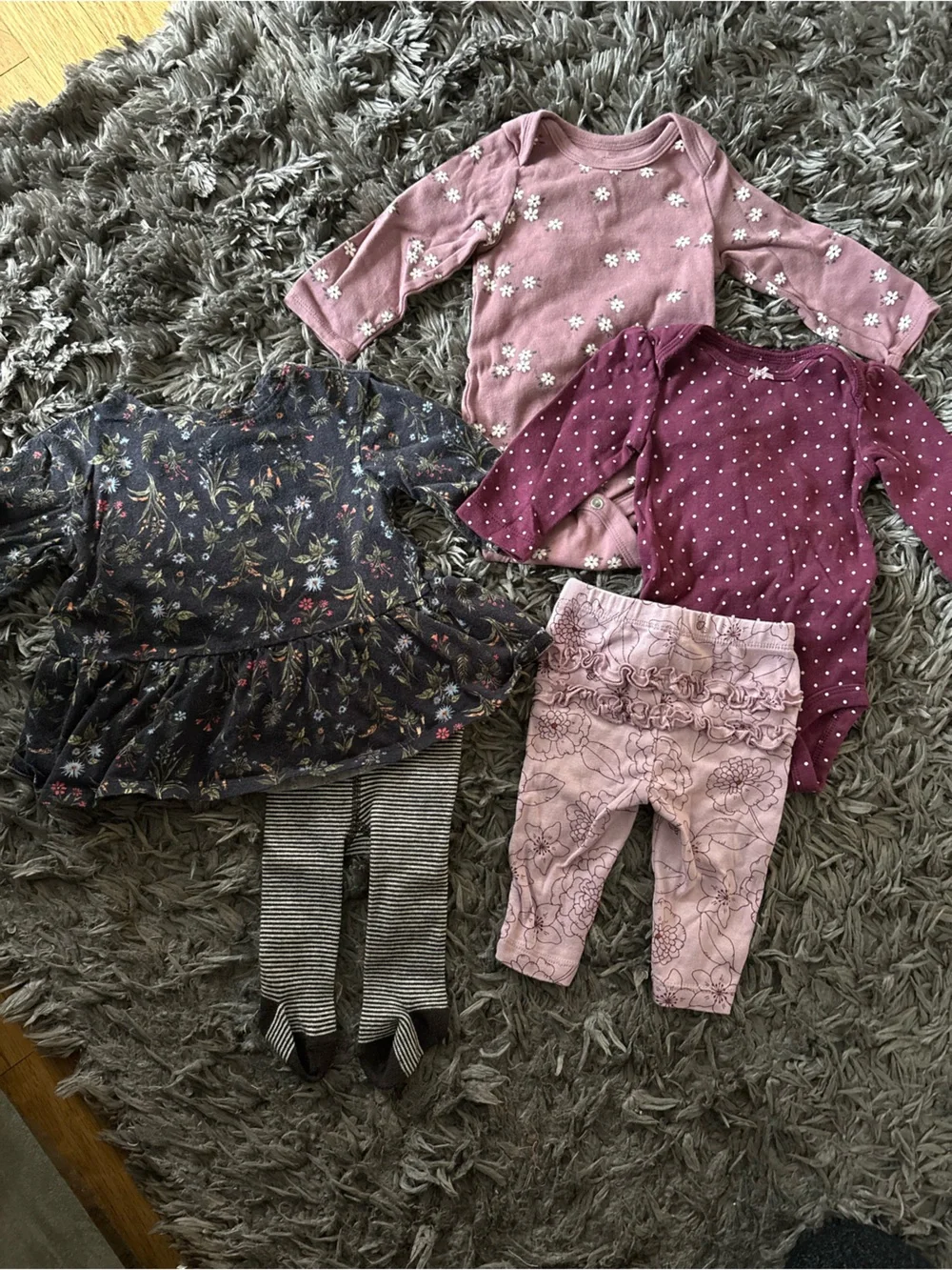 Carter's Maroon Polka Dot Sweater with Pink Bow